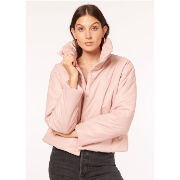Cami Nyc Coat Cecilia Faux Leather Puffer In Light Pink